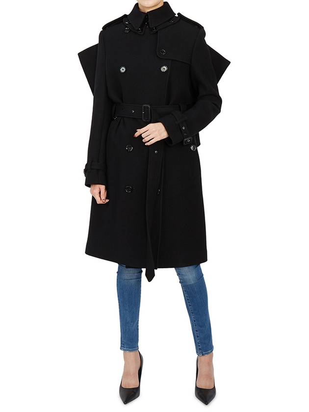 Burberry WoMen's Panel Detail Cashmere Wool Blend Trench Coat Black