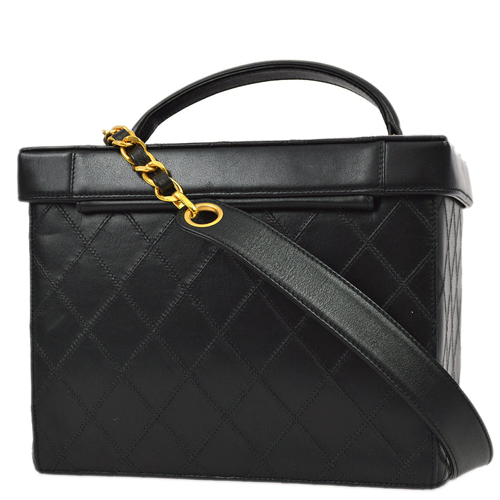 Top Quality Chanel 1994-1996 Black Lambskin Bicolore Vanity 2way Handbag