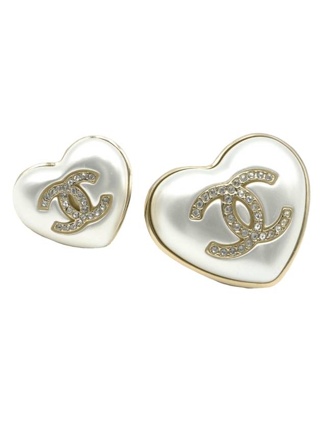 Double Heart Brooch Set White Chanel