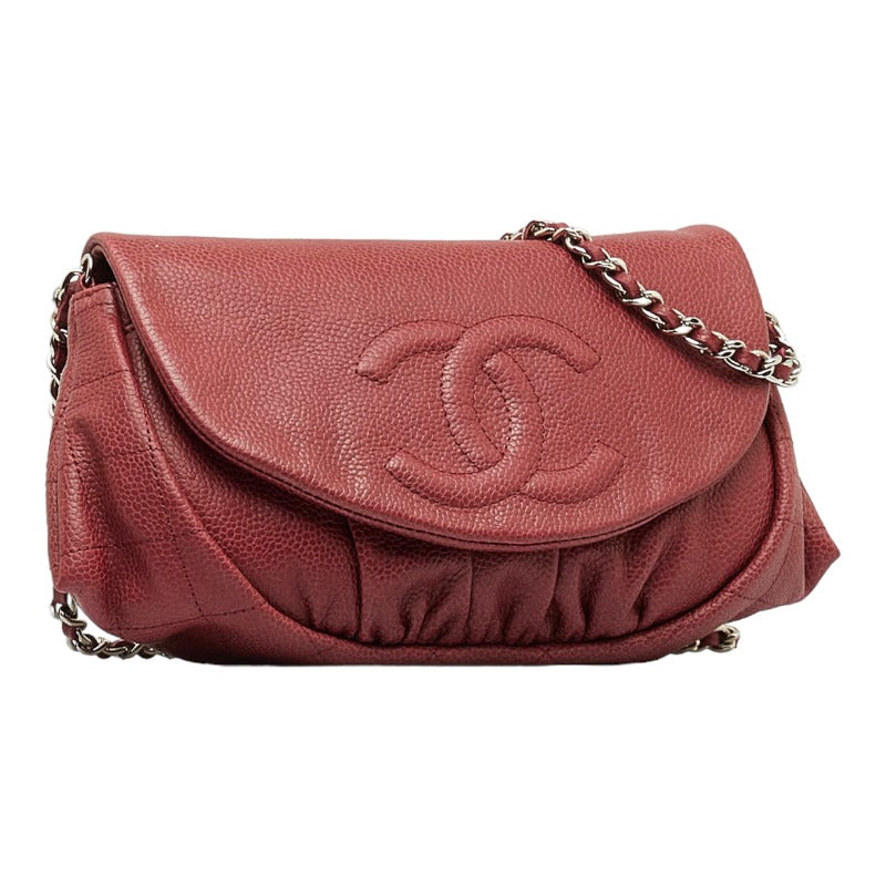 Top Quality Chanel Cocomark Half Moon Chain houlder Bag Wine Red Caviar S  CHANEL