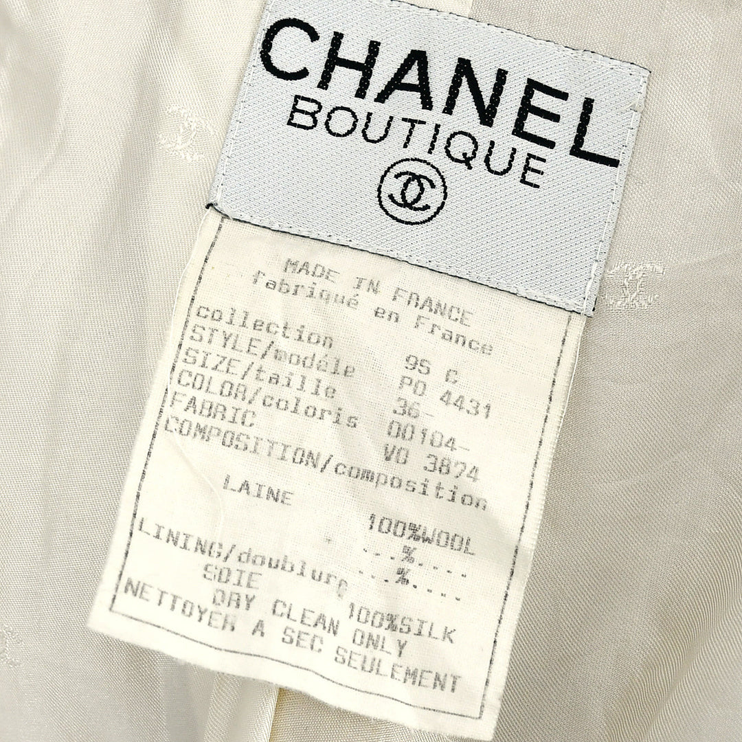 Top Quality Chanel Collarless Jacket Ivory 95C #36
