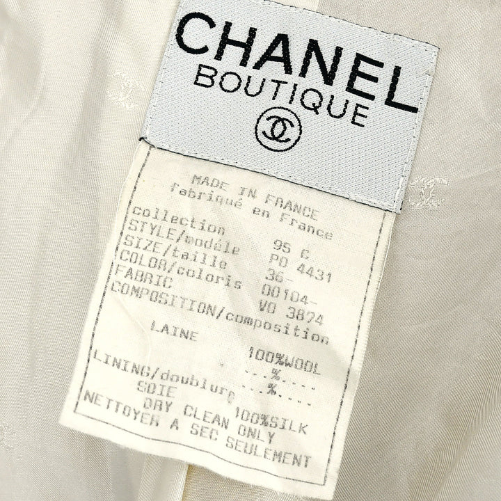 Top Quality Chanel Collarless Jacket Ivory 95C #36