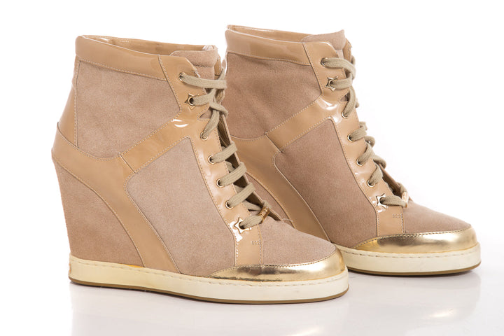 Jimmy Choo Gold Sneaker Wedge SZ 39.5