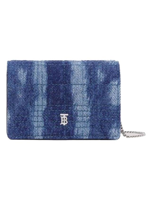 Burberry Jessie Quilted Denim Chain Card Wallet Blue