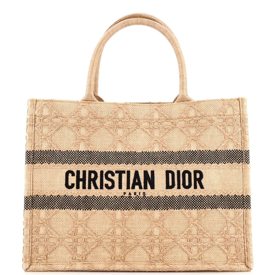 Top quality Dior Book Tote Cannage Embroidered Raffia Medium