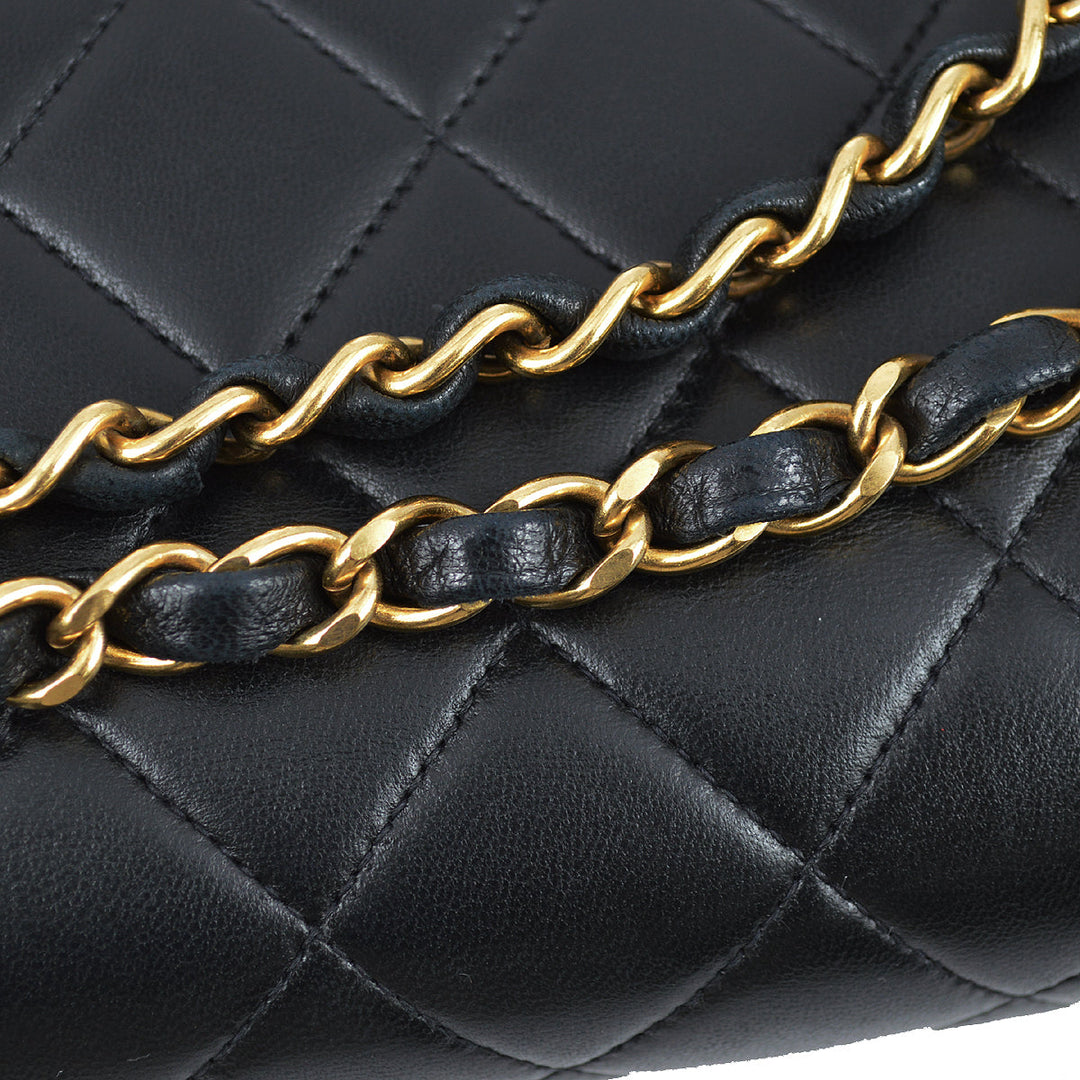 Top Quality Chanel Black Lambskin Double Sided Classic Flap Shoulder Bag