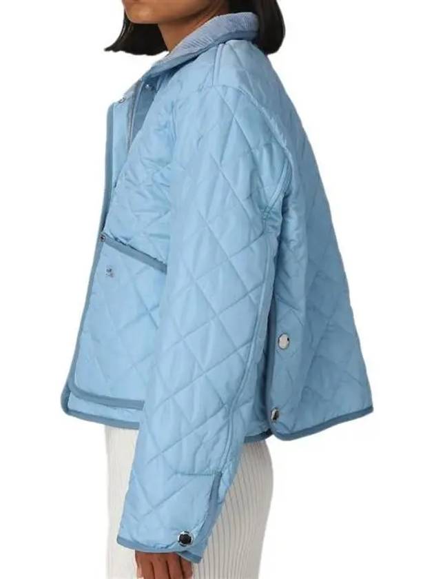 Burberry Diamond Recycled Nylon Quilted Hooded Jacket Denim Blue
