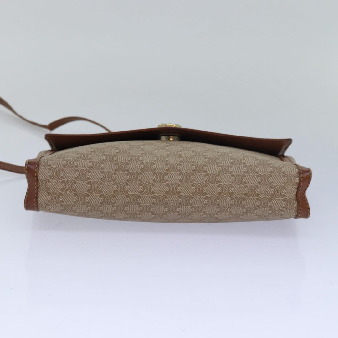 Celine Macadam Canvas Shoulder Bag Beige Auth 80064