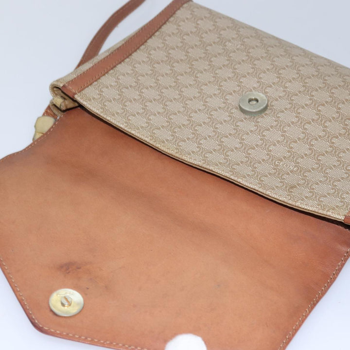 Celine Macadam Canvas Shoulder Bag Beige Auth 80064