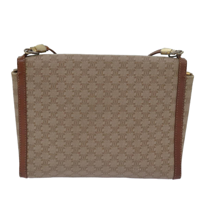 Celine Macadam Canvas Shoulder Bag Beige Auth 80064