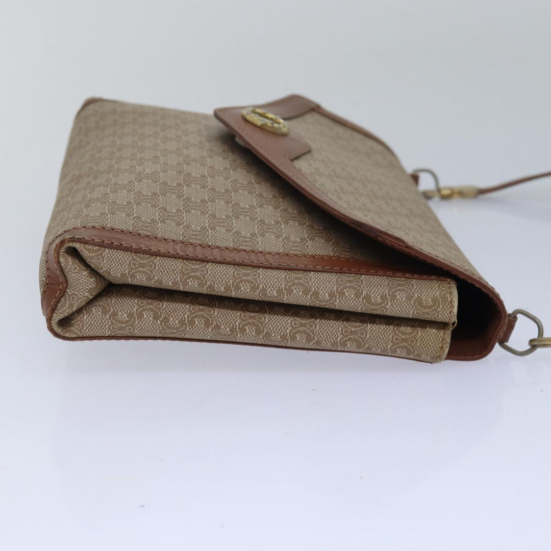 Celine Macadam Canvas Shoulder Bag Beige Auth 80064