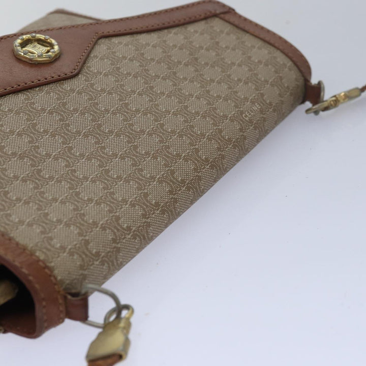 Celine Macadam Canvas Shoulder Bag Beige Auth 80064