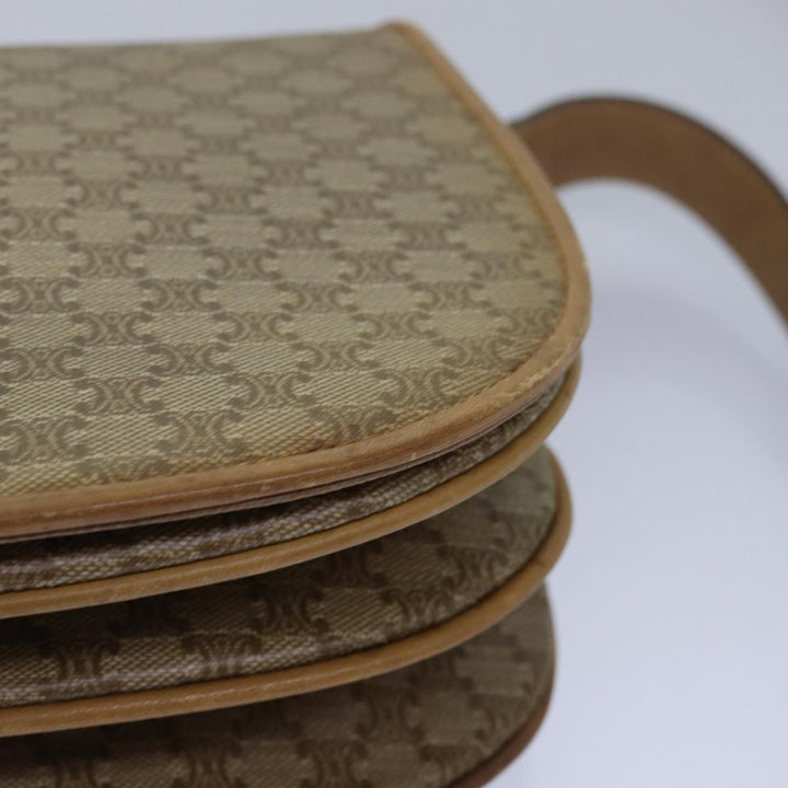 Celine Macadam Canvas Shoulder Bag Beige Auth 80065