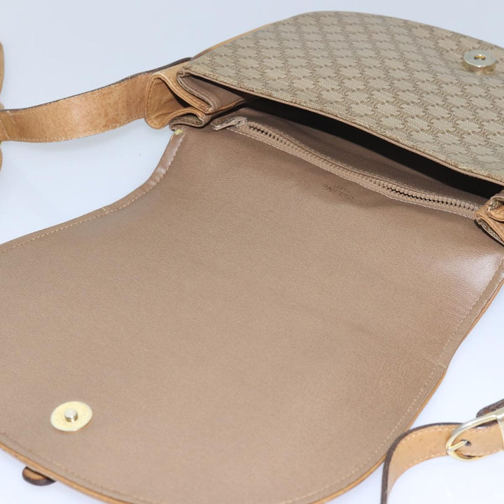Celine Macadam Canvas Shoulder Bag Beige Auth 80065