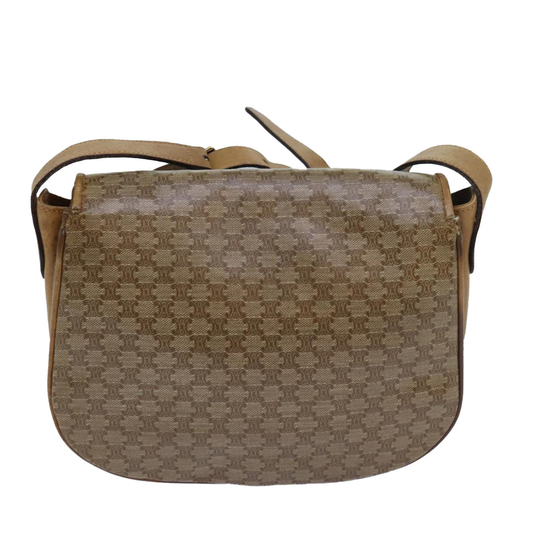 Celine Macadam Canvas Shoulder Bag Beige Auth 80065