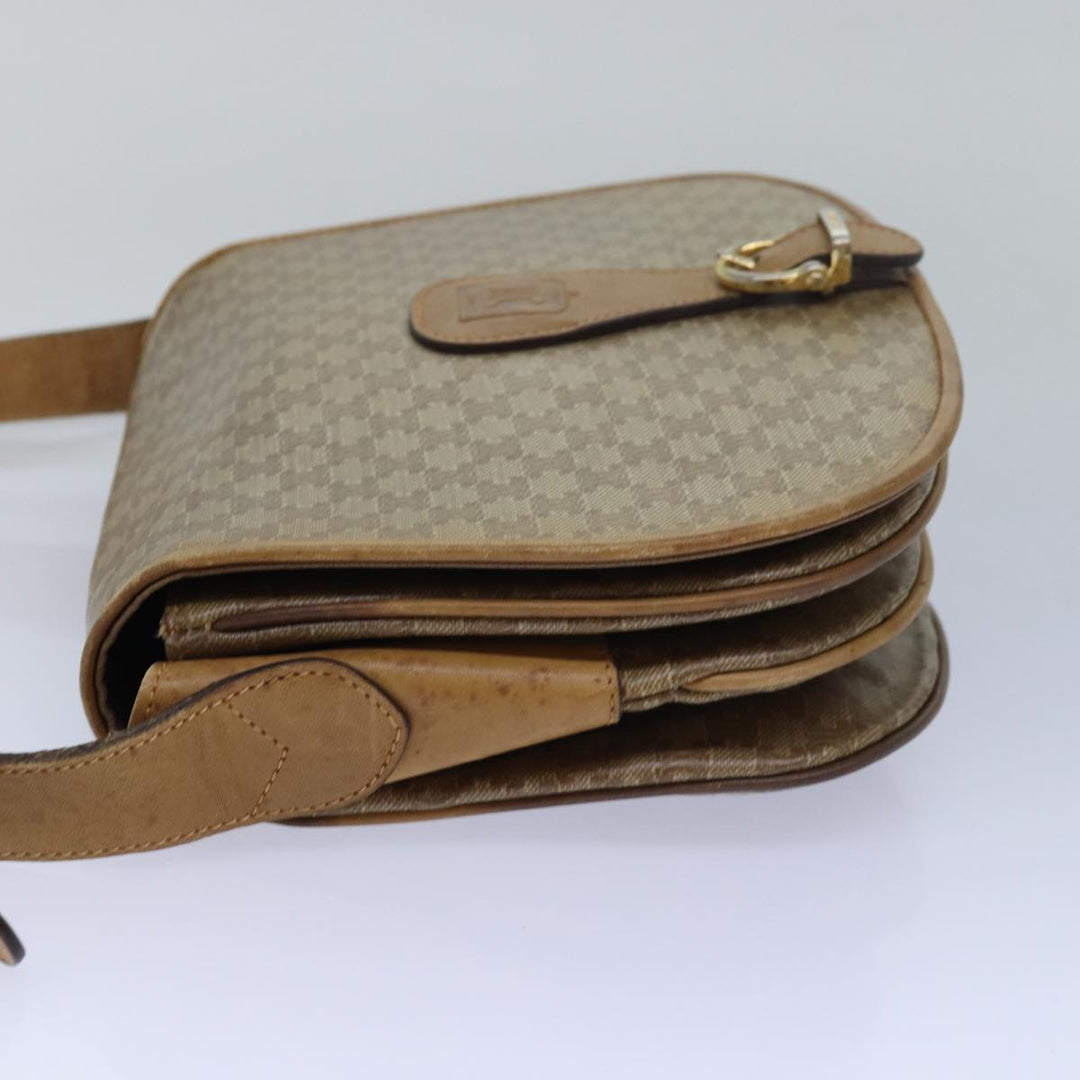 Celine Macadam Canvas Shoulder Bag Beige Auth 80065