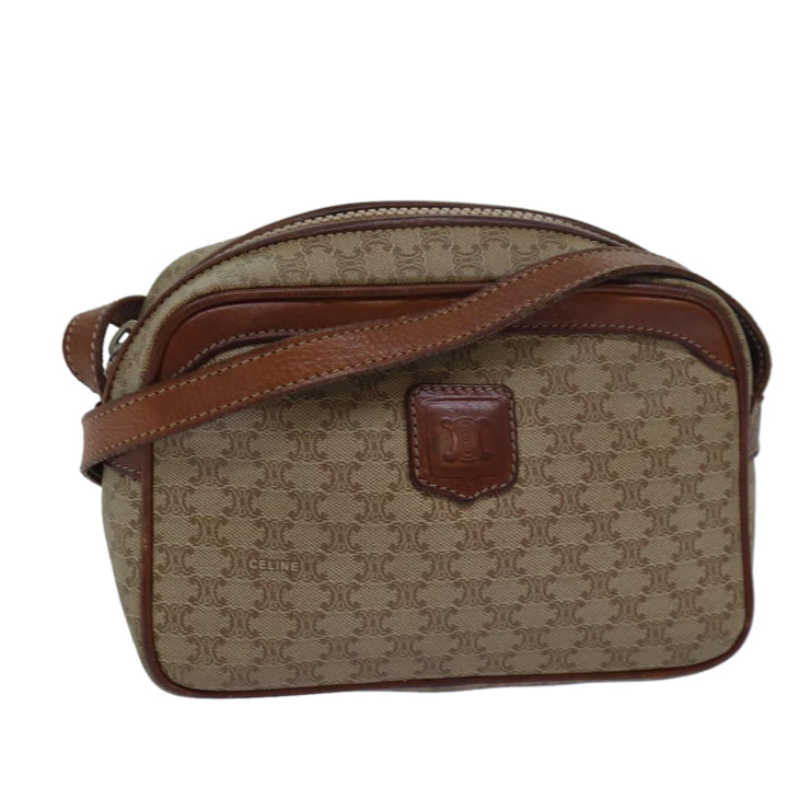 Celine Macadam Canvas Shoulder Bag Beige Auth 80066