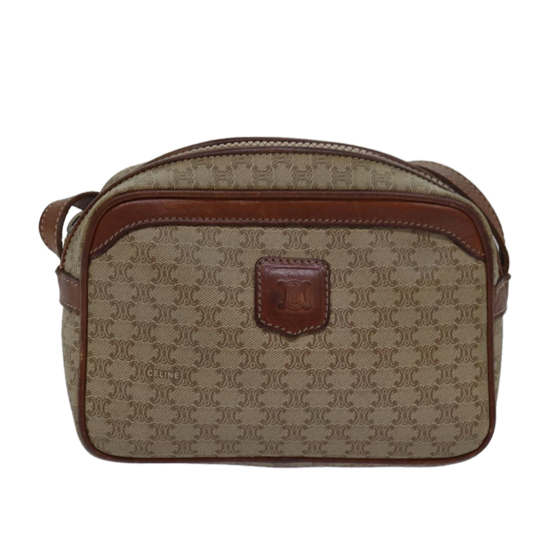 Celine Macadam Canvas Shoulder Bag Beige Auth 80066