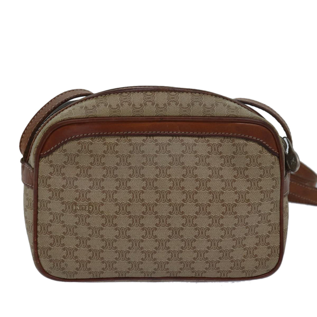 Celine Macadam Canvas Shoulder Bag Beige Auth 80066