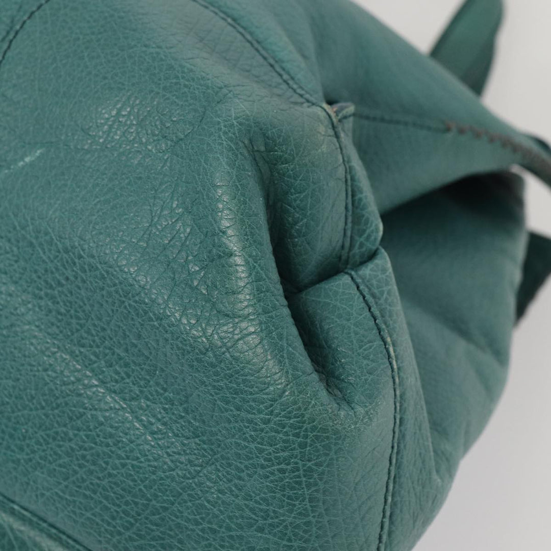 Celine Hand Bag Leather 2way Turquoise Blue  80082