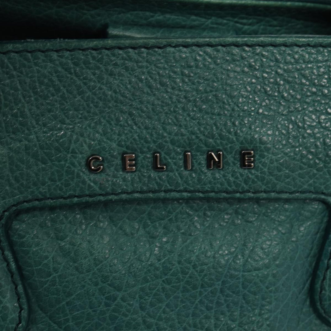Celine Hand Bag Leather 2way Turquoise Blue  80082