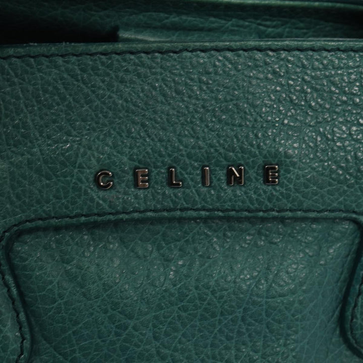 Celine Hand Bag Leather 2way Turquoise Blue  80082