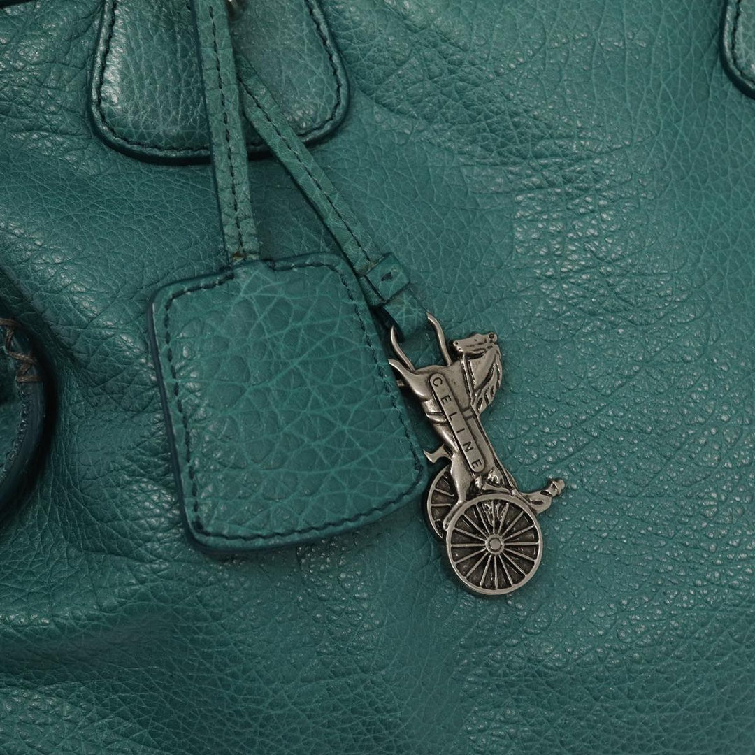 Celine Hand Bag Leather 2way Turquoise Blue  80082