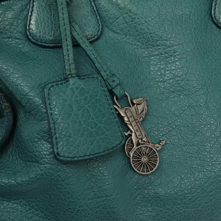 Celine Hand Bag Leather 2way Turquoise Blue  80082