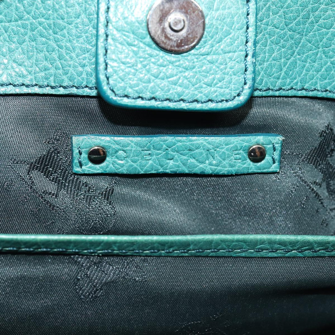 Celine Hand Bag Leather 2way Turquoise Blue  80082