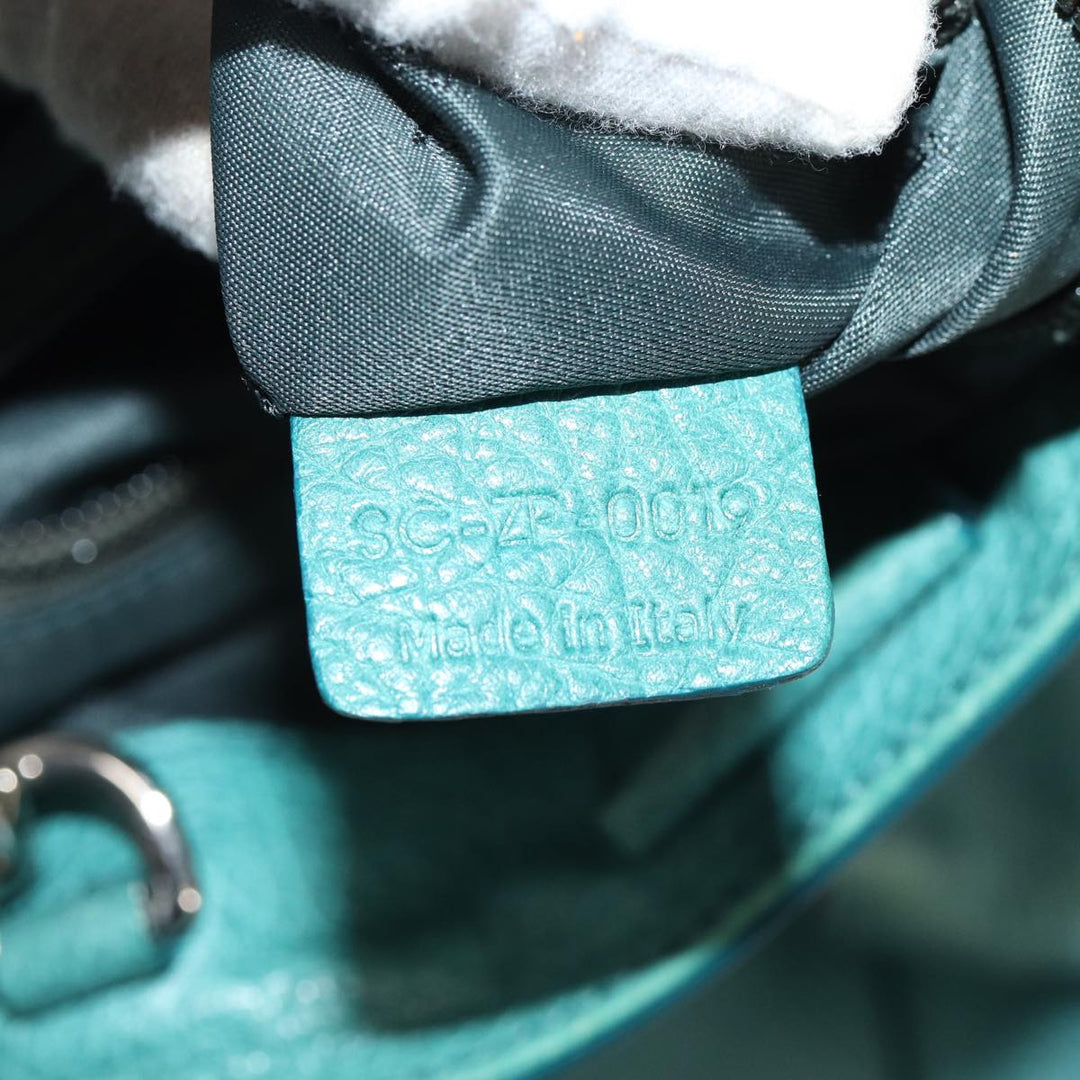Celine Hand Bag Leather 2way Turquoise Blue  80082