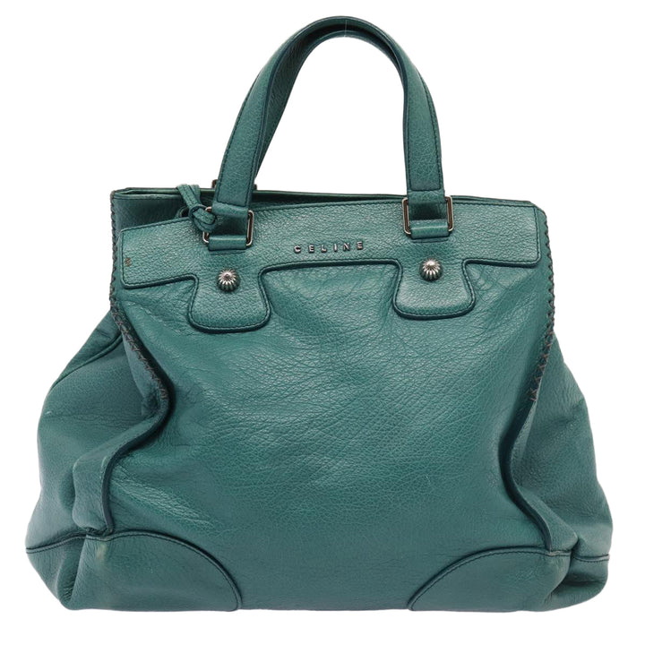 Celine Hand Bag Leather 2way Turquoise Blue  80082