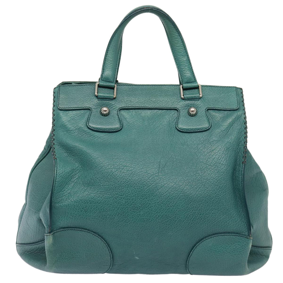 Celine Hand Bag Leather 2way Turquoise Blue  80082