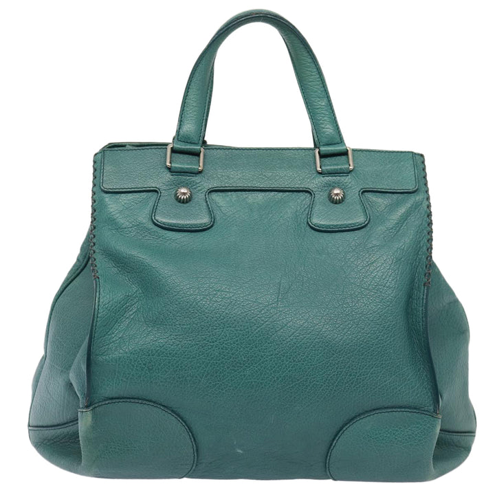 Celine Hand Bag Leather 2way Turquoise Blue  80082