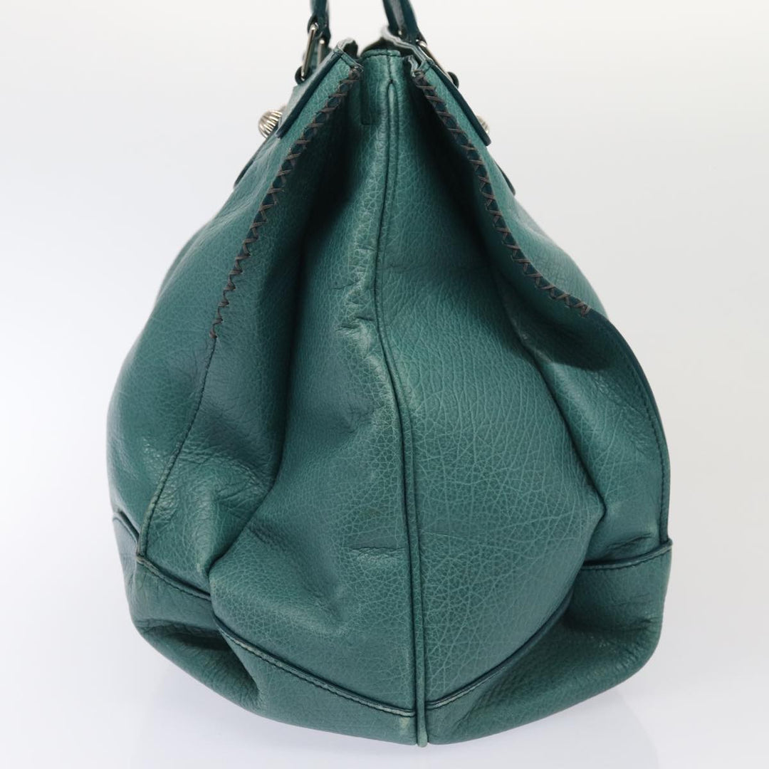Celine Hand Bag Leather 2way Turquoise Blue  80082