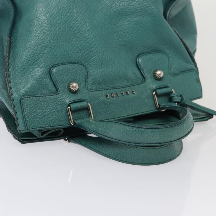 Celine Hand Bag Leather 2way Turquoise Blue  80082