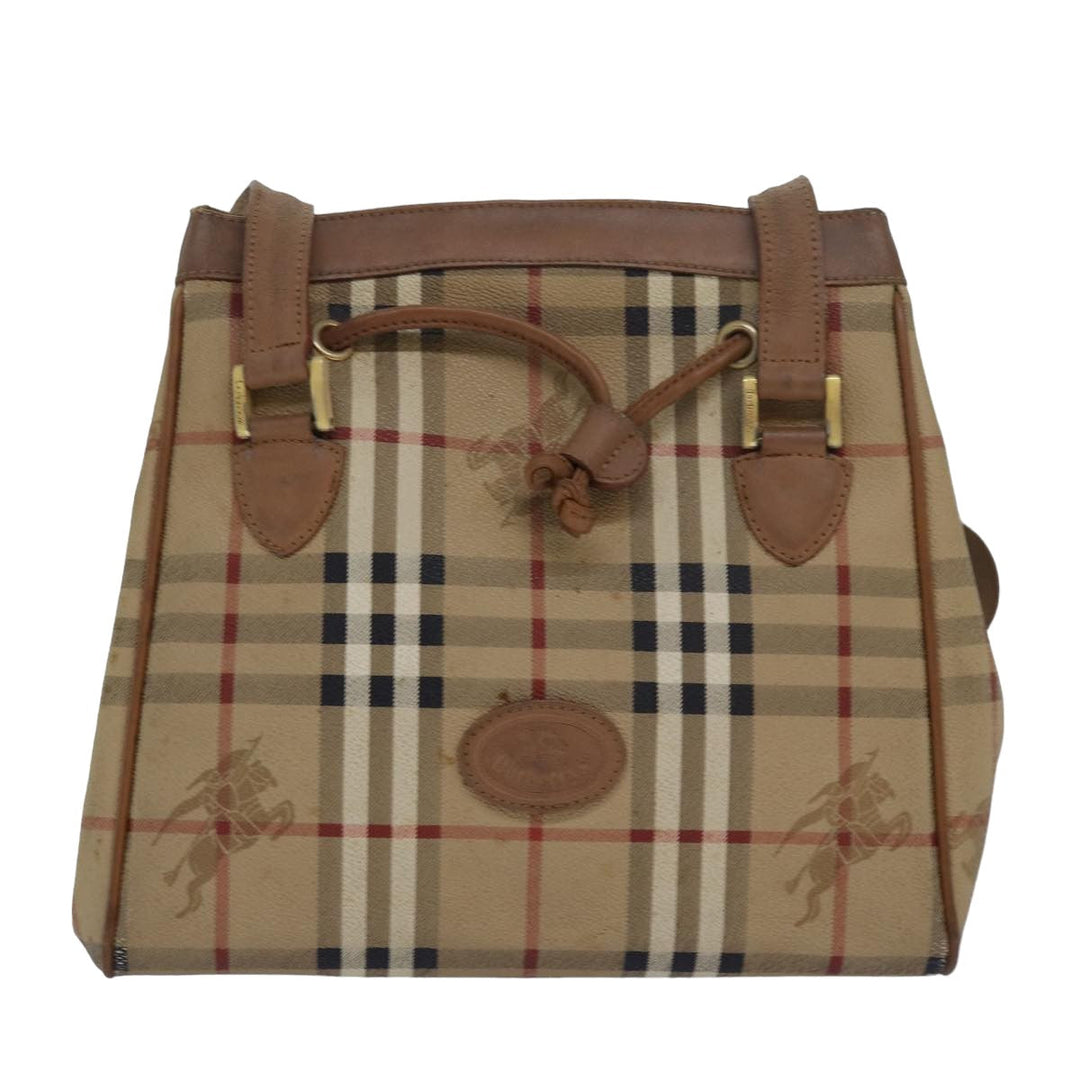 BurberrySs Nova Check Shoulder Bag PVC Leather Beige Auth 80163
