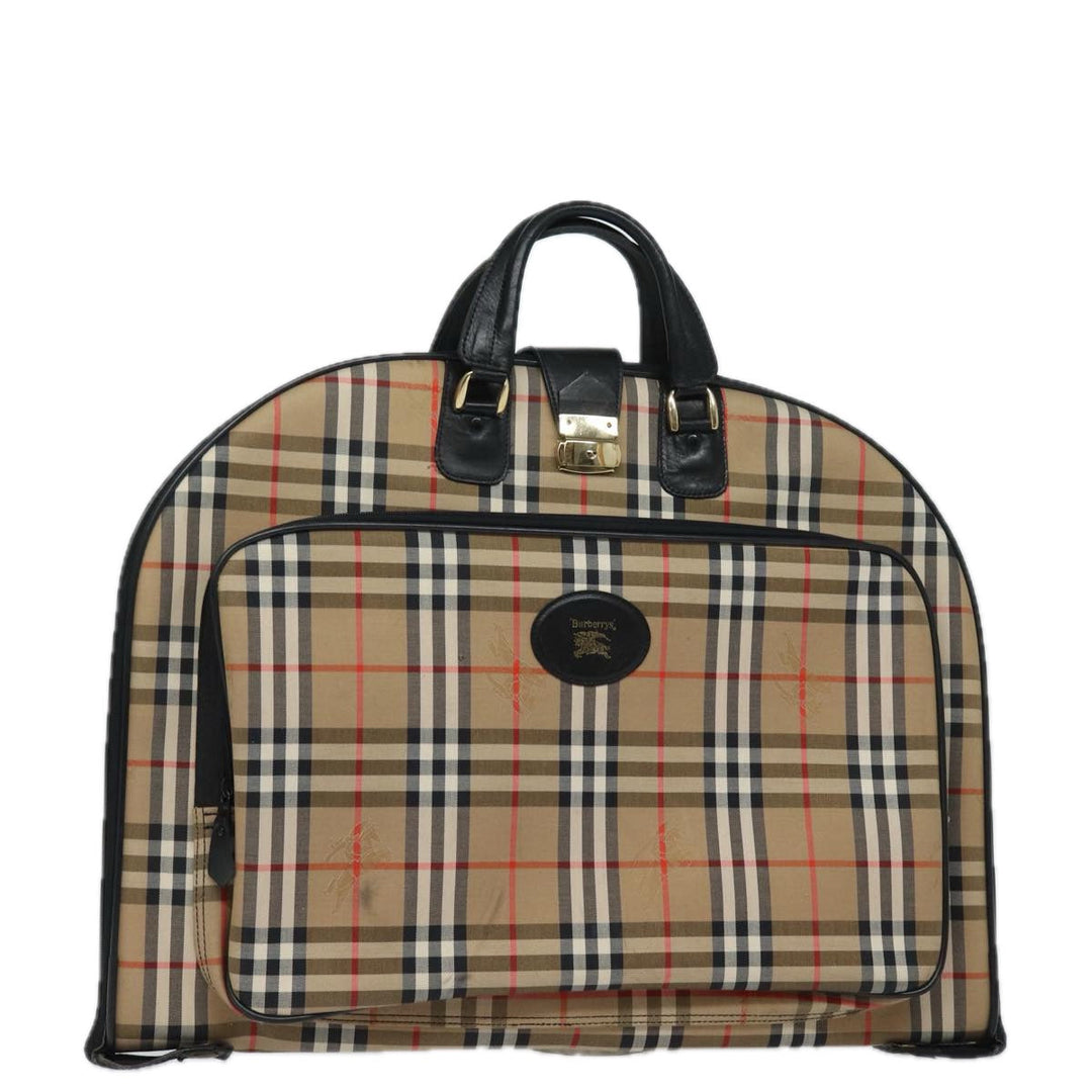 BurberrySs Nova Check Garment Cover Canvas Beige Black Auth 80164