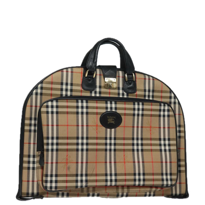 BurberrySs Nova Check Garment Cover Canvas Beige Black Auth 80164