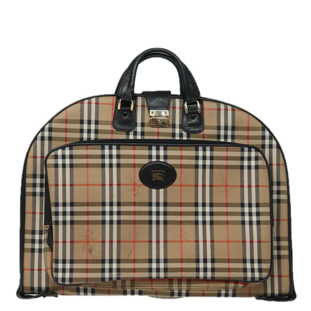 BurberrySs Nova Check Garment Cover Canvas Beige Black Auth 80164