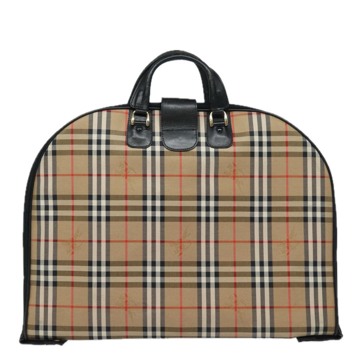 BurberrySs Nova Check Garment Cover Canvas Beige Black Auth 80164