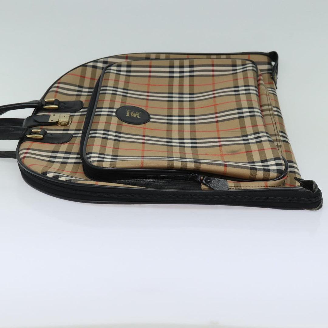 BurberrySs Nova Check Garment Cover Canvas Beige Black Auth 80164