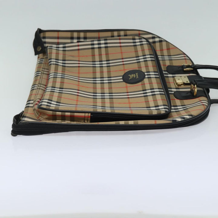 BurberrySs Nova Check Garment Cover Canvas Beige Black Auth 80164