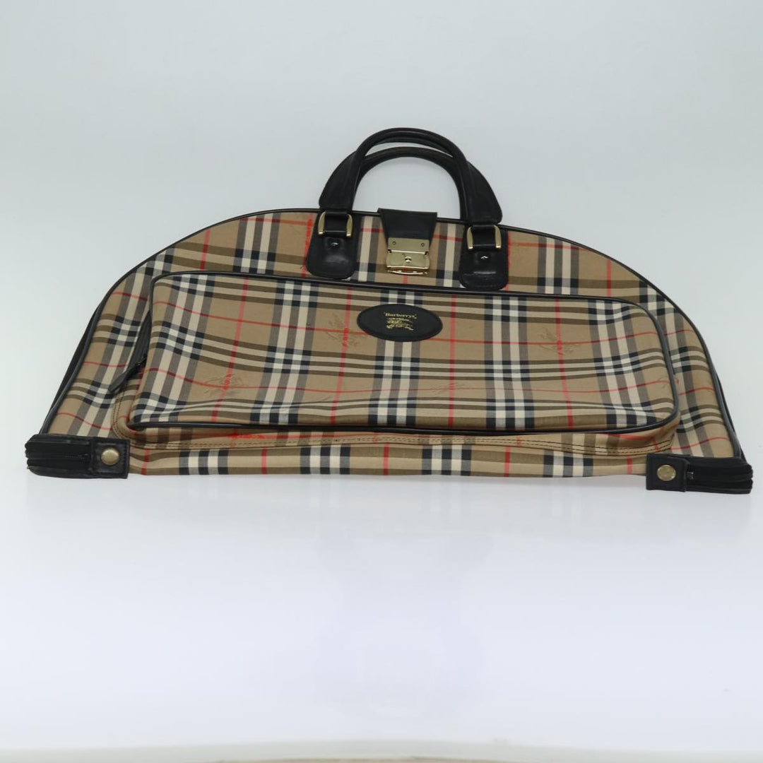 BurberrySs Nova Check Garment Cover Canvas Beige Black Auth 80164