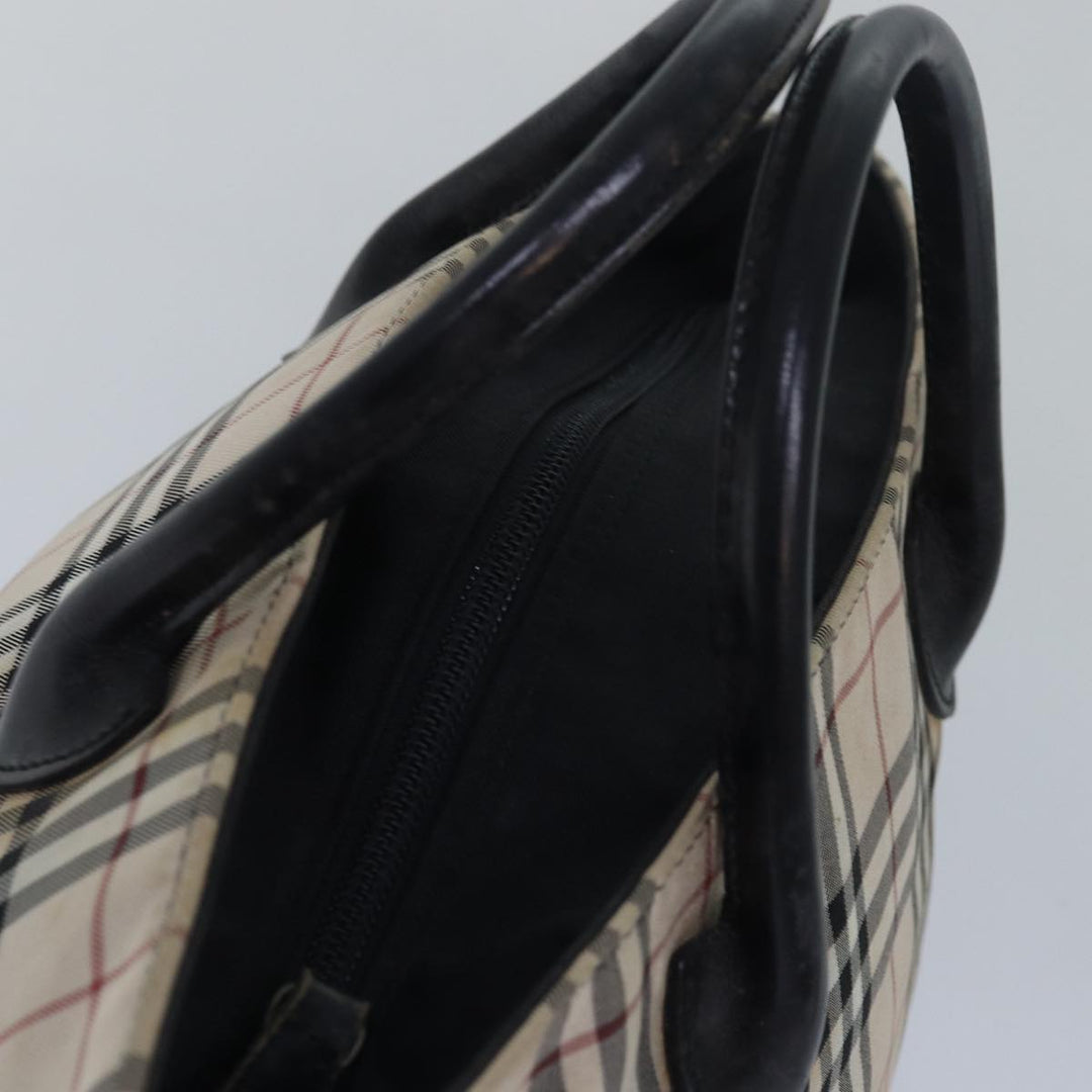 Burberry Nova Check Blue Label Hand Bag Nylon Beige Auth 80166