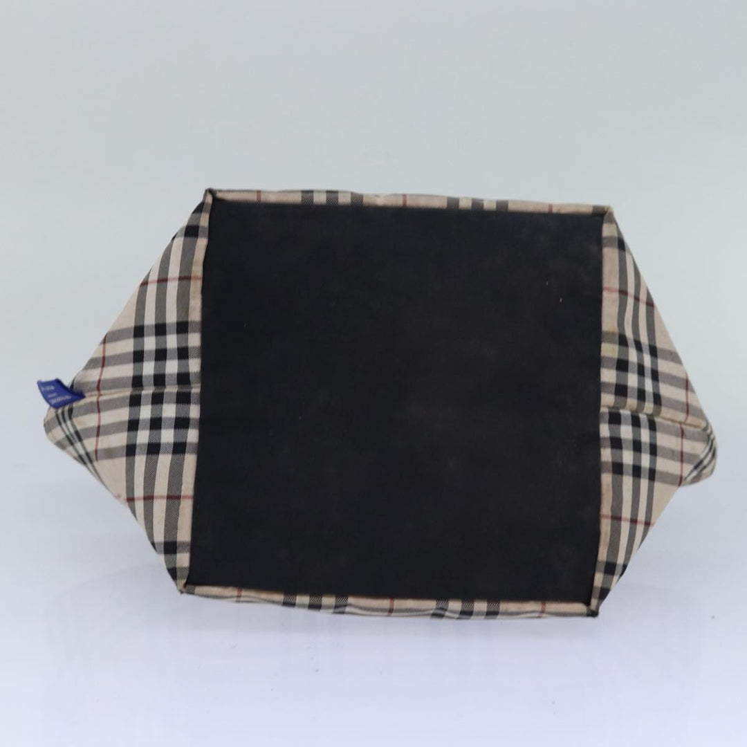 Burberry Nova Check Blue Label Hand Bag Nylon Beige Auth 80166