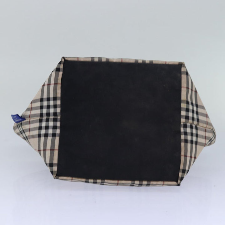 Burberry Nova Check Blue Label Hand Bag Nylon Beige Auth 80166