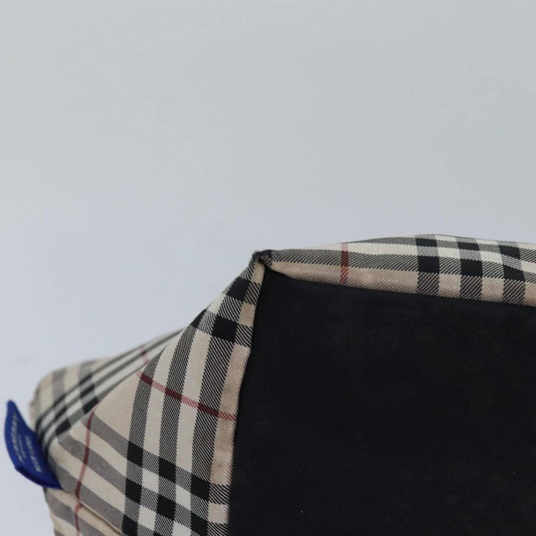 Burberry Nova Check Blue Label Hand Bag Nylon Beige Auth 80166