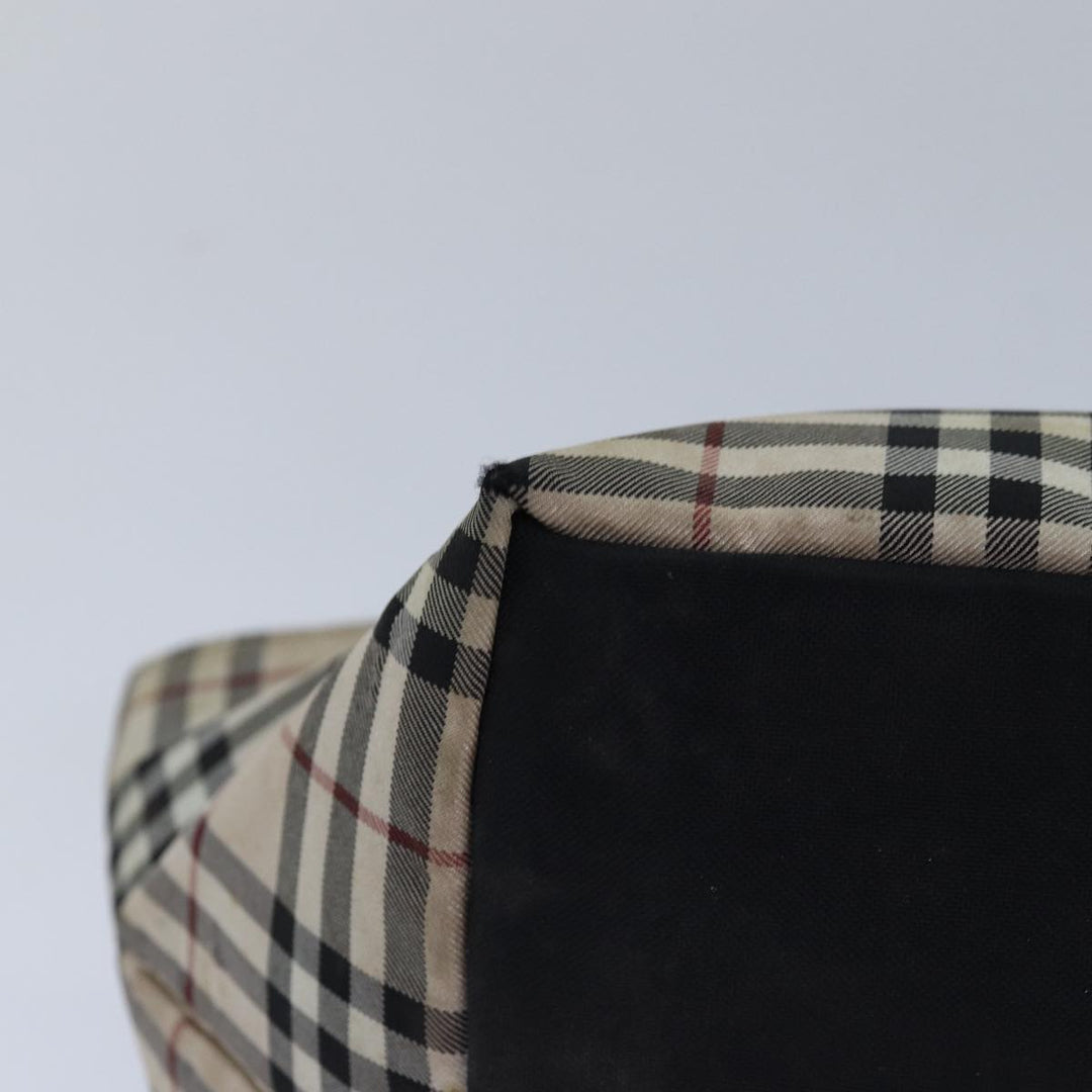 Burberry Nova Check Blue Label Hand Bag Nylon Beige Auth 80166