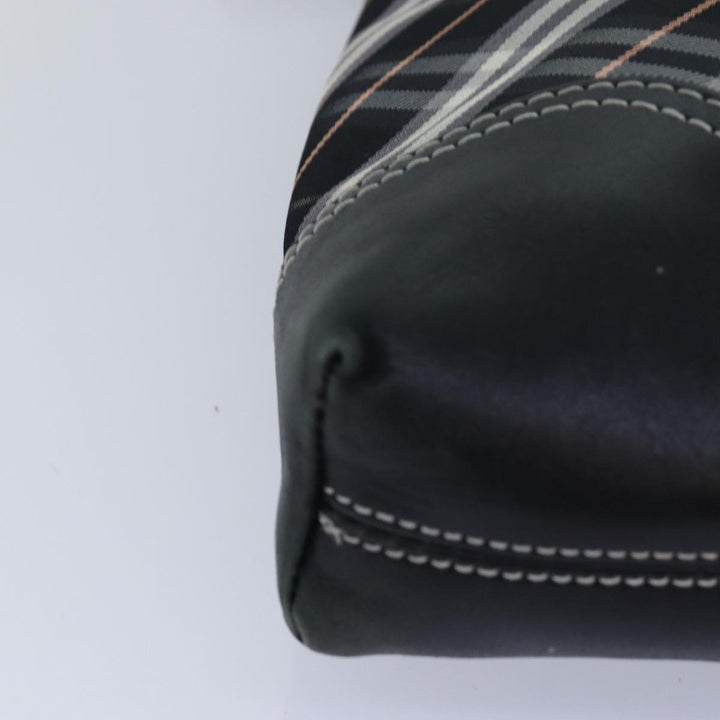 Burberry Nova Check Blue Label Shoulder Bag Nylon Black Auth 80167