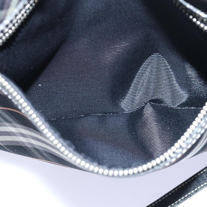 Burberry Nova Check Blue Label Shoulder Bag Nylon Black Auth 80167